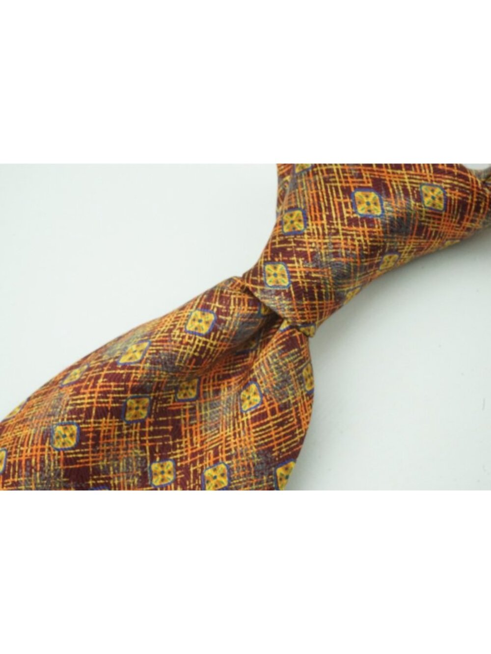 Mariano Rubinacci Abstract Red Orange Gold Silk Tie BRAND NEW